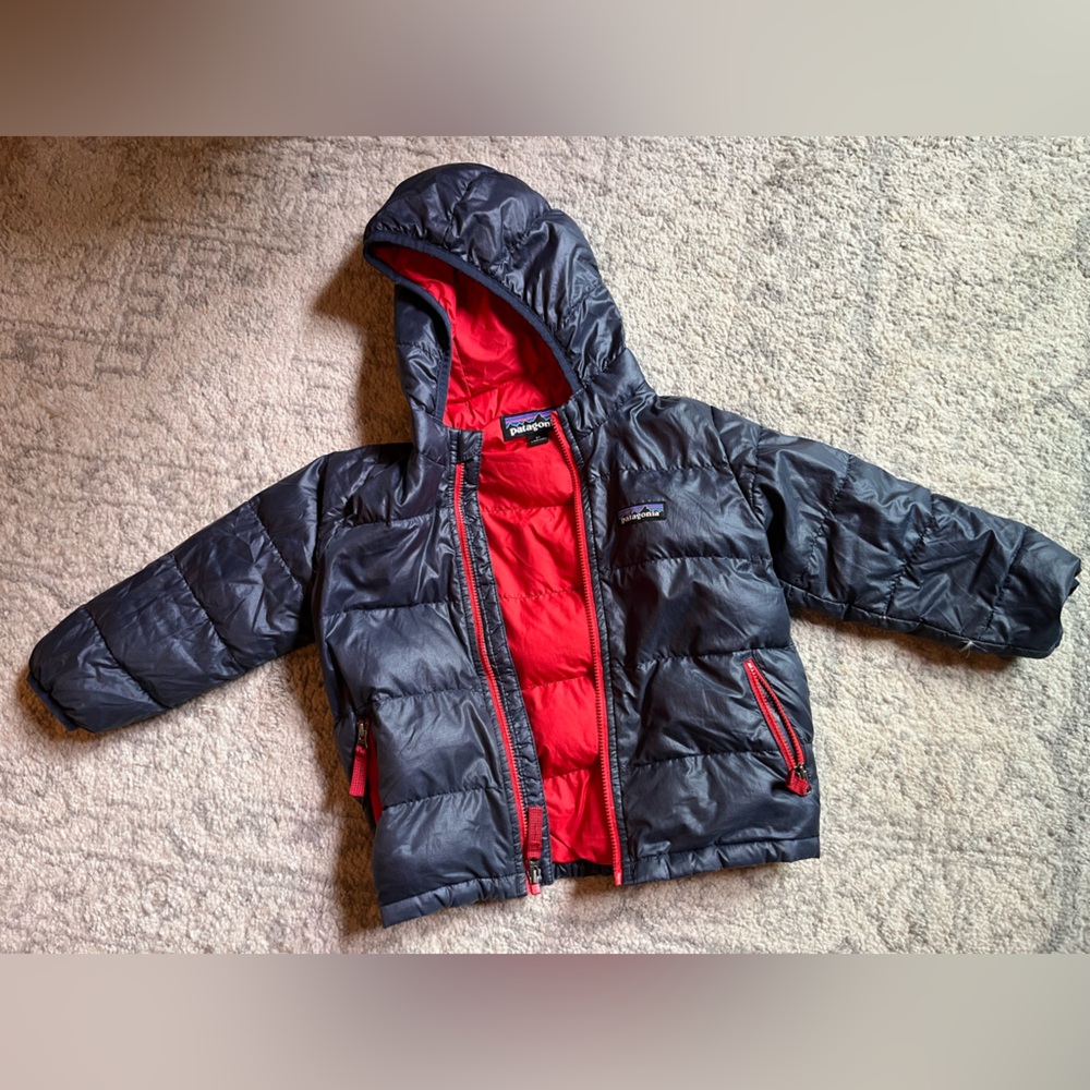 Patagonia Kids Black and Red Puffer Jacket